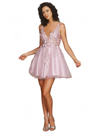 V-Back A-Line V-Neck Short Bridesmaid Dress Hobart