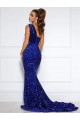 Royal Blue Mermaid One Shoulder Court Train Prom Dress / Evening Dress Hobart