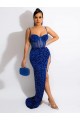 Royal Blue Sheath Spaghetti Straps Sweep Train Evening Dress Hobart