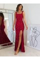 Burgundy Sheath Square Neck Long Prom Dress Hobart