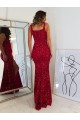 Burgundy Sheath Square Neck Long Prom Dress Hobart