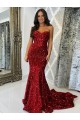 Burgundy Sheath Sweetheart Court Train Evening Dress Hobart