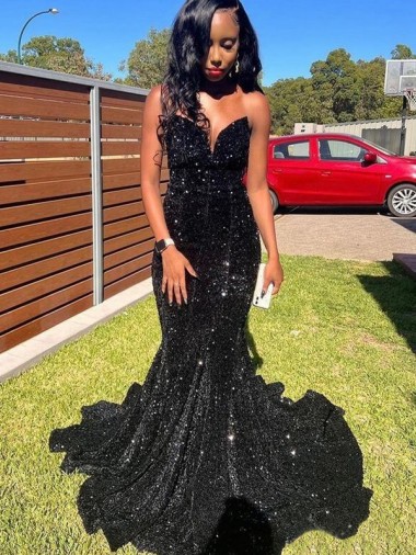 Black Mermaid Sweetheart Long Prom Dress Hobart