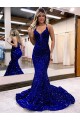 Royal Blue Mermaid V-Neck Court Train Prom Dress Hobart