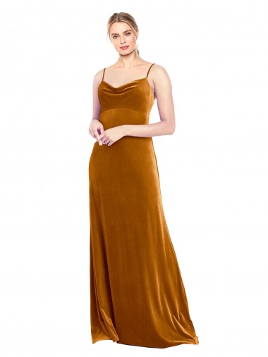 Gold A-Line Cowl Neck Long Prom Dress / Bridesmaid Dress Hobart