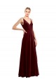 V-Back Burgundy A-Line V-Neck Long Bridesmaid Dress / Evening Dress Hobart