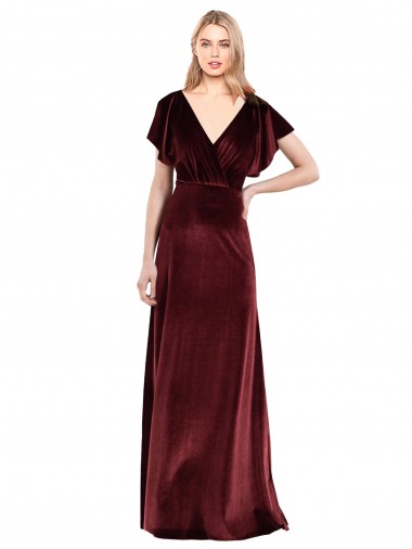 V-Back Burgundy A-Line V-Neck Long Prom Dress / Bridesmaid Dress Hobart