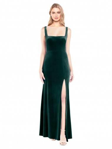 Dark Green A-Line Square Neck Long Prom Dress / Bridesmaid Dress Hobart