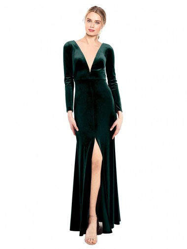 Open Back Dark Green A-Line V-Neck Long Black Tie Prom Dress / Bridesmaid Dress Hobart