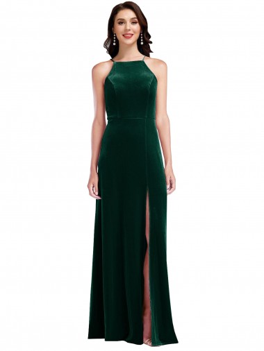 Dark Green A-Line High Neck Long Semi Formal Evening Dress / Prom Dress / Bridesmaid Dress Hobart