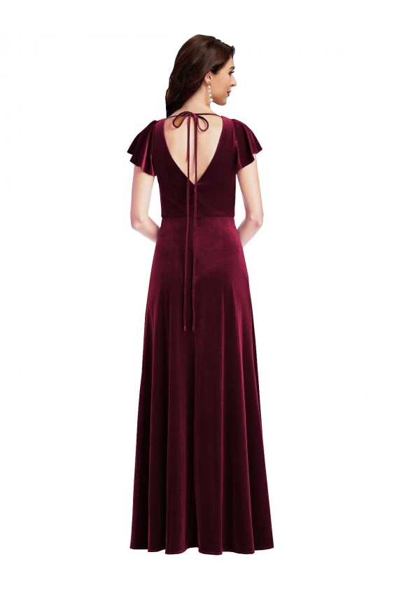 Burgundy A-Line V-Neck Long Semi Formal Evening Dress / Prom Dress / Bridesmaid Dress Hobart