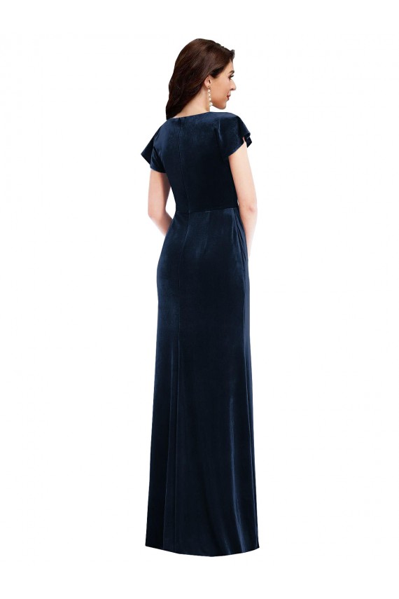 Dark Navy A-Line V-Neck Long Formal Dress / Bridesmaid Dress Hobart