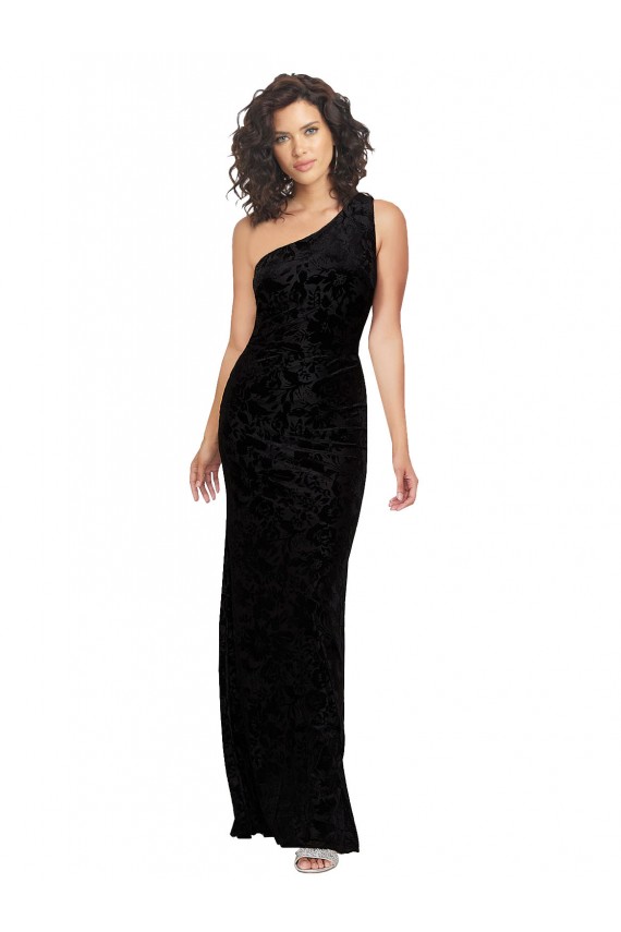 Black Sheath One Shoulder Long Bridesmaid Dresses Hobart