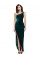 Low Back Dark Green Sheath One Shoulder Long High Low Evening Gown / Prom Dress / Bridesmaid Dress Hobart