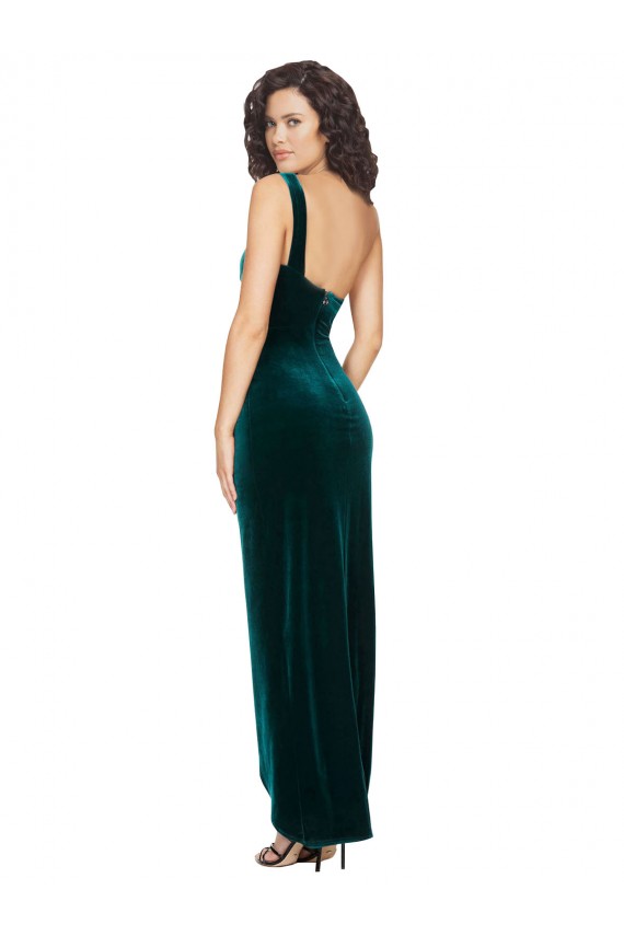 Low Back Dark Green Sheath One Shoulder Long High Low Evening Gown / Prom Dress / Bridesmaid Dress Hobart